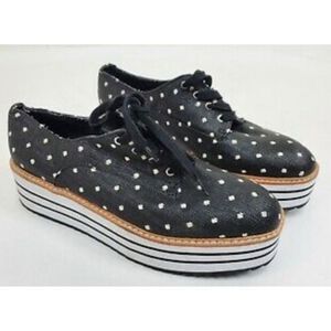 Zara coated canvas polka dot derby platform